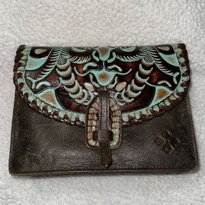 Patricia Nash Lanza turquoise tooled crossbody purse used good condition